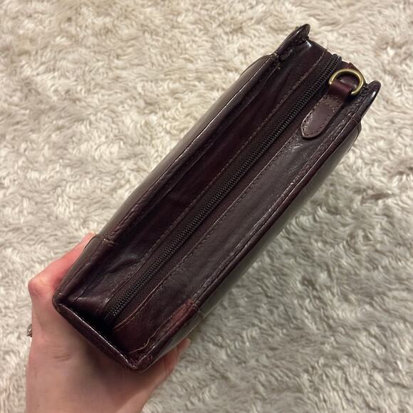 Franklin Covey Vintage Burgundy Full Grain Leather Zip Planner Binder Handle - Picture 6 of 11